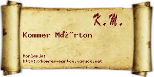 Kommer Márton névjegykártya